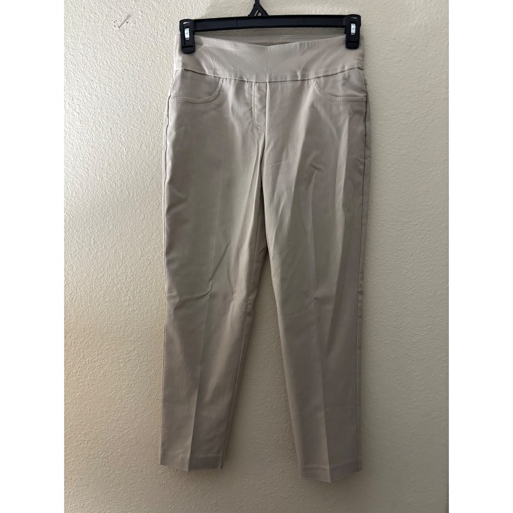 Ruby Rd Petite Khaki Beige Pull On Pants Stretch Career Workwear 4P 
A934